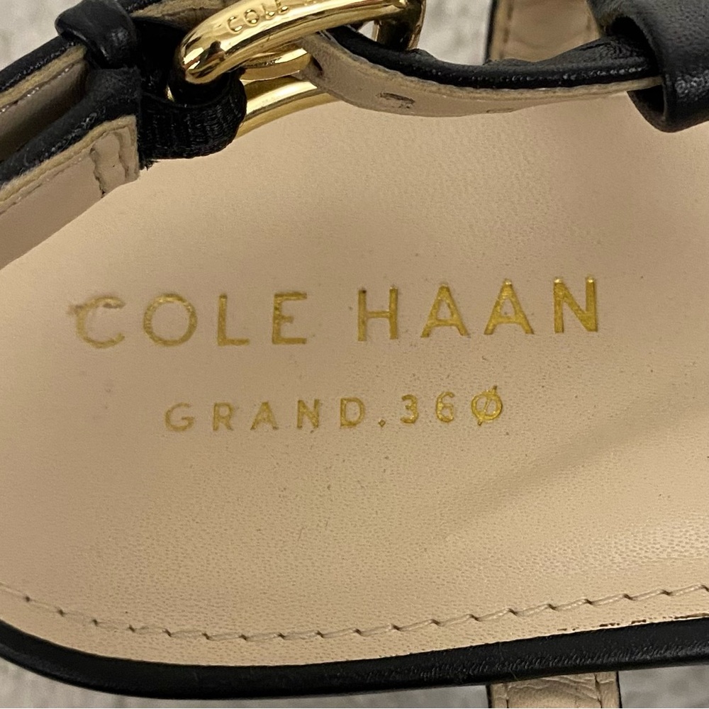 Cole Haan Annabel Grand Black Leather Wedge Sandals Women’s Size 8.5B - Picture 7 of 9